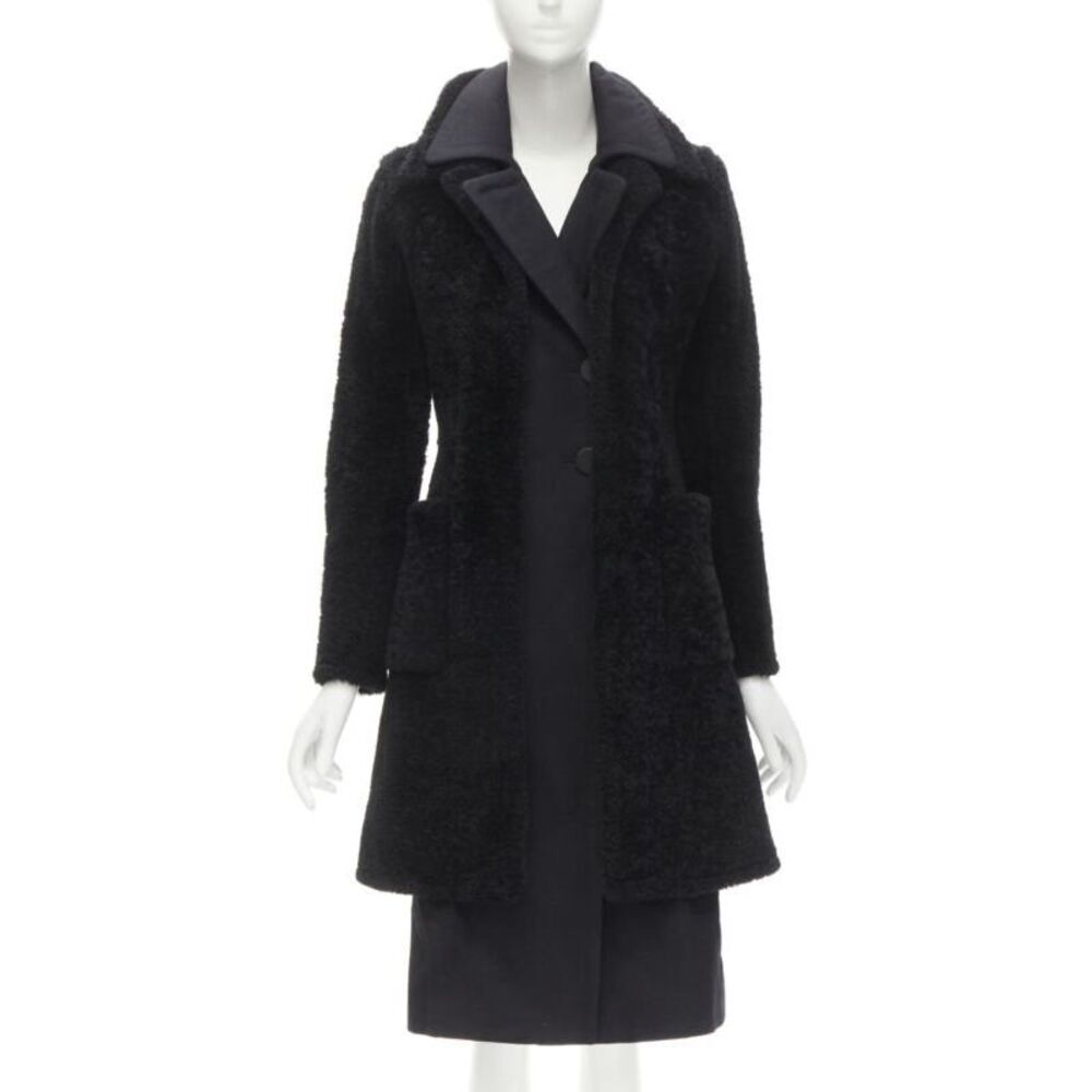 Celine Lambskin Shearling Wool Coat